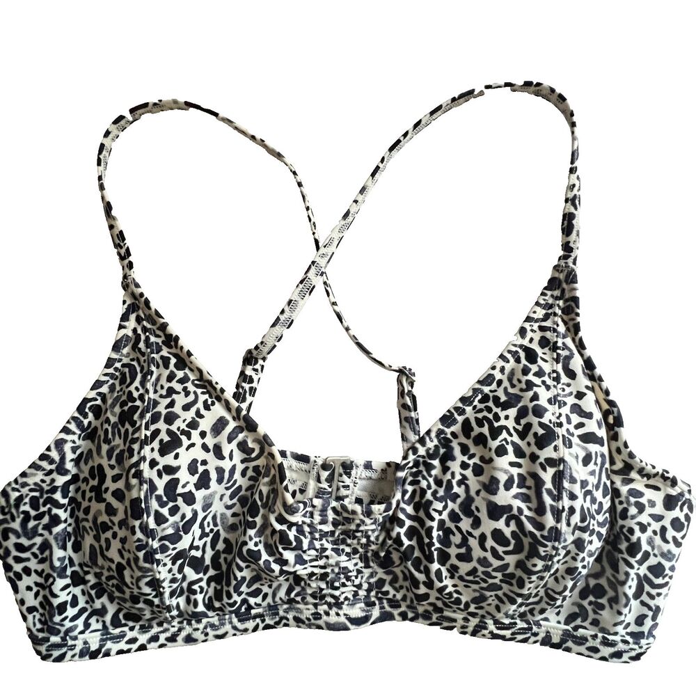 Athleta Bikini Swim Top Womens 36 B/C Front Ruching Adjustable Straps Padded